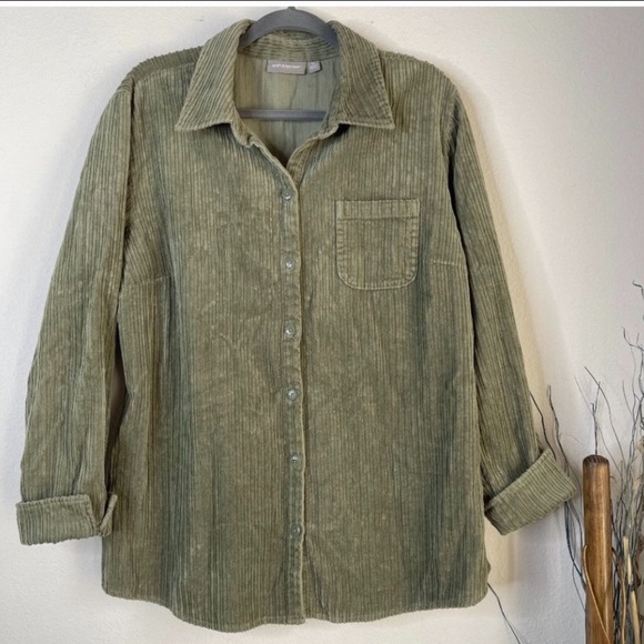 Croft & Barrow Corduroy Shacket /Jacket  Seafoam Green Button down  / XL - Picture 13 of 15